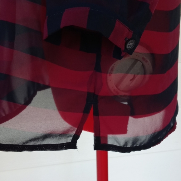 Banana Republic Striped Stand Collar Blouse Sz S - Picture 8 of 9